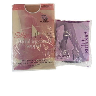 Silkies Ultra & TLC Support Pantyhose Bundle Sz XL Sheer Compression NWT