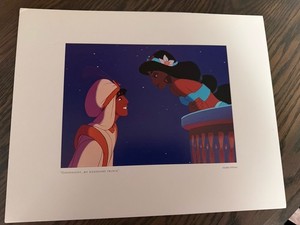 Disney Lithograph Aladdin "Goodnight,My Handsome Prince" Framed