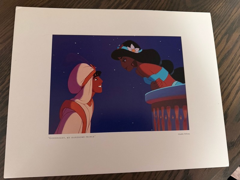 Disney Lithograph Aladdin "Goodnight,My Handsome Prince" Framed