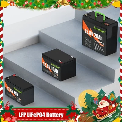 ANVOLAN Batteria al litio 12V 7Ah 10Ah 20Ah LiFePO4 BMS quad bambini camper solare