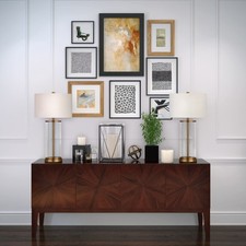 Pemberly Row 28" Classic Glass Table Lamp with Drum Shade in Black