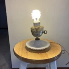 Vintage milk glass hobnail hurricane lamp base only