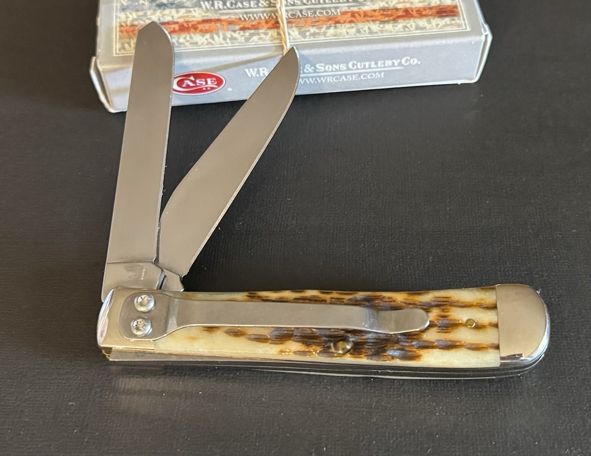 🔥 Case XX 6254 Amber Bone Peach Seed Jig Trapper Knife | eBay