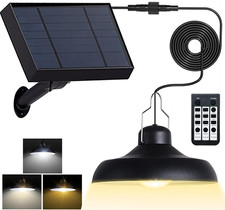 Solar Pendant Light Outdoor Indoor Dusk to Dawn Garden Barn Gazebo Shed Lamp