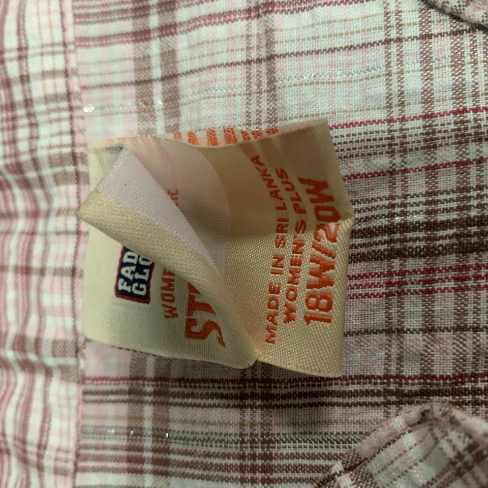 Bill Blass tamanho 18w rosa capris e glória desbotada tamanho 18w/20w botão xadrez vintage para baixo - Imagem 2 de 4