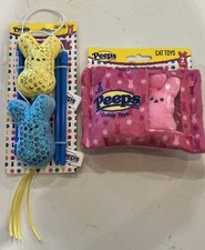 Peeps Cat Stick Easter Toy Set PLUS Peeps Catnip Toy Set Pink Yellow Blue NEW