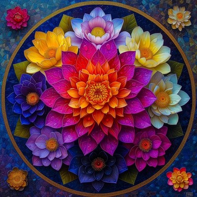 1000 Piece Puzzle Colorful Mandala Jigsaw Puzzles For Adults Multi 24 x 24 In