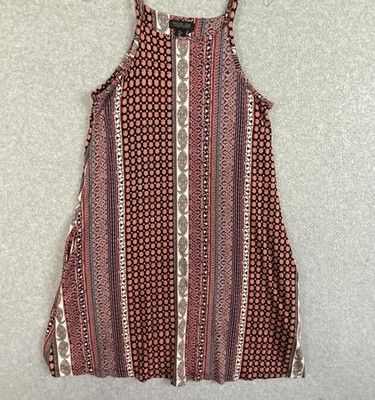 Rachel Zoe Dress Womens Small Rust Red Boho Geometric Knit Festival Casual
