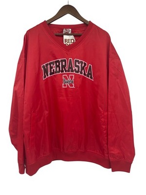 Nebraska Cornhuskers Red Oak Pullover Windbreaker Sweater Jacket Size Medium Red