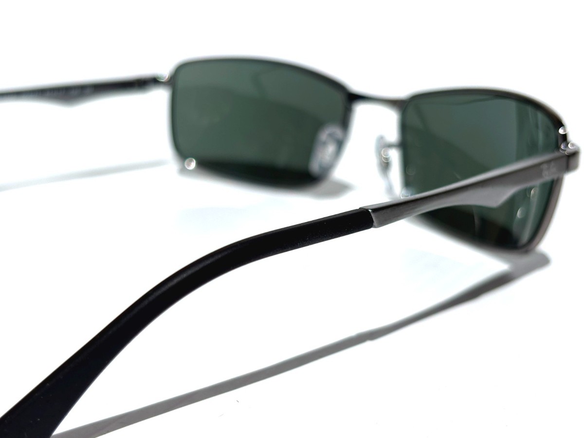 NEW Ray Ban Gunmetal Silver Frame Dark Green Lens Sunglass RB 3498