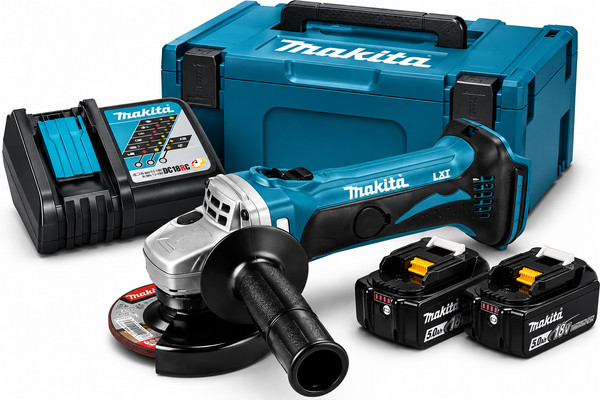 Makita DGA452RTJ Akku-Winkelschleiferset Mit 2X BL1850B + DC18RC Im Makpac-image