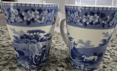 Spode Blue Room Collection Milkmaid Blue & White Mug w/ Handle, Dishwasher Safe