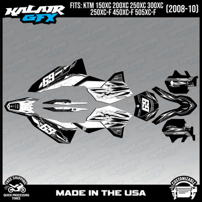 Graphics Kit for KTM all XC and XC-F Models (2008-2010) Guard-WHITE