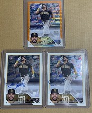 (3) Three 2023 Topps Chrome Luis Liberato Orange Wave Auto /25 + 2 Base Autos 