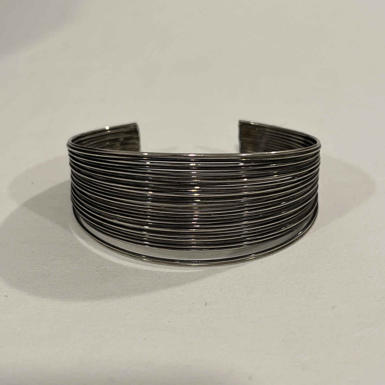 Multi-Strand Wire Cuff Bracelet Silver Length 6.2… - image 2