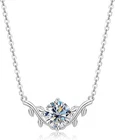 925 Sterling Silver Moissanite Diamond Look Necklace Pendant 18" Chain Women