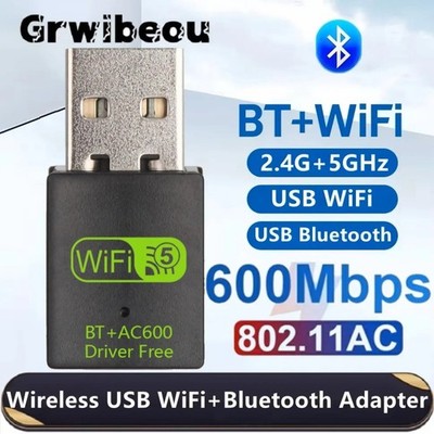 USB WiFi Bluetooth Adapter 600Mbps Dual Band 2.4/5Ghz Wireless Network Receiver