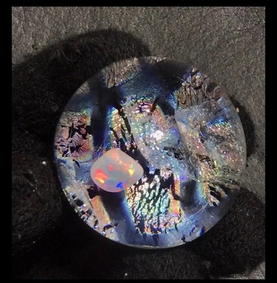 Glass Boro Marble 42mm Honeycomb Dichro W/ White Multi Color Opal Hand Made Art