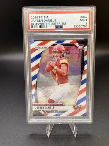 2024 Panini Prizm Rookies Jayden Daniels #347 Red/white/Blue PSA 9 Mint!