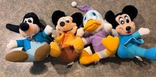 Set of 4 Disney Vintage Mickey's Christmas Carol Plush Toys Mickey Minnie Goofy