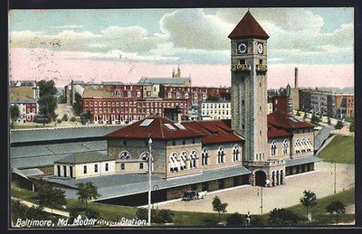 Baltimore, MD, Mount Royal Station, Ansichtskarte 1908 