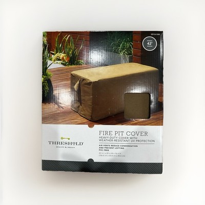Threshold Rectangle 42'' Fire Pit Cover - Tan - Heavy Duty UV Protection 42x20x16