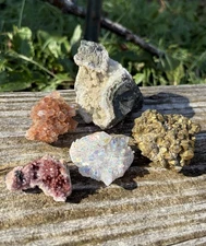 Bulk Crystal Clusters Lot- Aragonite, Amethyst, Titanium Aura Quartz & More