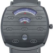 GUCCI grip watch 157.3/YA157429 Stainless Steel mensWatch black USED