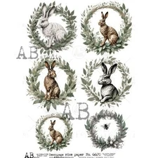 Rabbit Wreaths | A4 Rice Paper | Paper for Decoupage | AB Studios