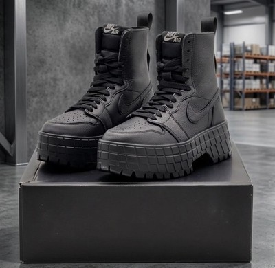 SIZE 12 - Nike Women's Air Jordan 1 Brooklyn High 'Triple Black