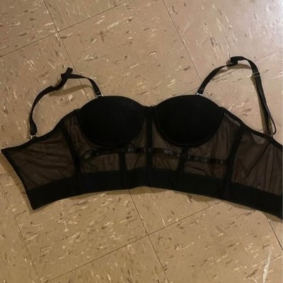 Mesh Top with Padded Push Up Cups, Removable Straps and Clasp Closure