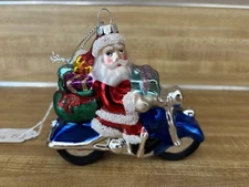 MOTORCYCLE SANTA Christmas Ornament