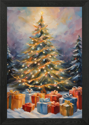 Festliches Leuchten Winters begabte Umarmung gerahmtes Wandbild Poster Leinwanddruck Bild