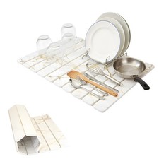 Tappetino Asciugatura Pietra per Banco Cucina, 24"x16" Marmo Bianco Asciugatura Rapida Piatti...