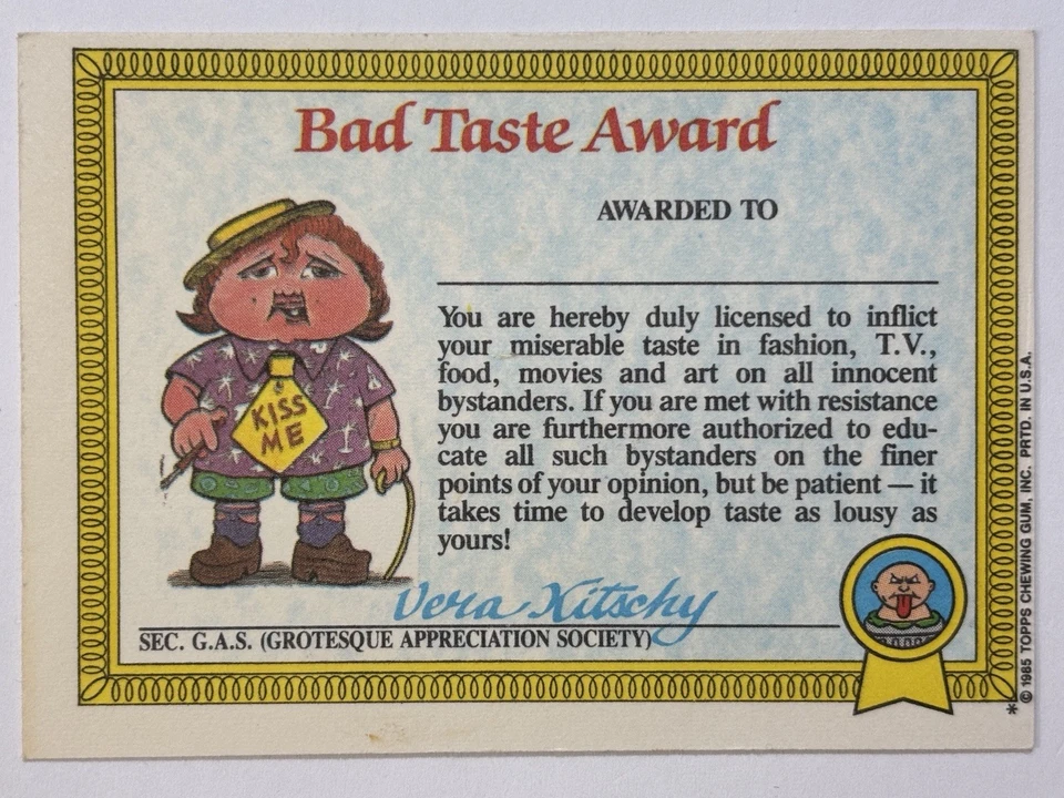 1985 Topps Garbage Pail Kids -Series 1 -Matte #9a BOOZIN’ BRUCE (EX) See PICS! - Image 2 of 4