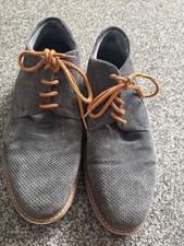 Bugatti Simone Paneled Boat shoes /blue/grey suede with tan lace & leather back
