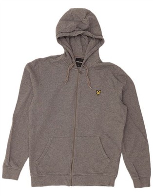 Lyle & Scott Mens Zip Hoodie Sweater Medium Grey Flecked Cotton GK04