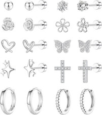 10 Pairs Hypoallergenic Flat Back Earrings for Women Girls Kids Cute Surgical St