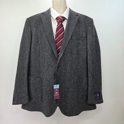 Marks And Spencer Moon Tweed Sakko Blazer Anthrazit Herren Größe 48 L Neu mit Etikett