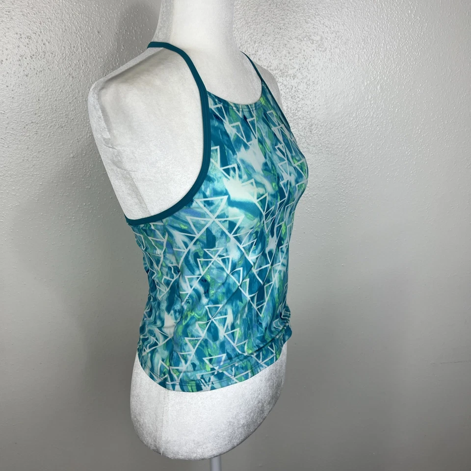 Camiseta sin mangas Speedo Tankini Juvenil 16 Verde Estampado Gráfico Halter Nadar Playa Activa Foto 4 de 4