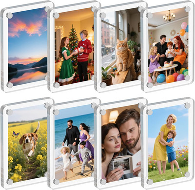 8 Pack Acrylic Magnetic Picture Frame for Fridge, 2.36X3.54 Inch Polaroid Frame