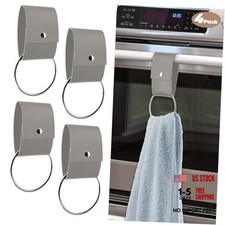 4 PCS Leather  Metal Towel Ring Holder for Kitchen Dish Towels Grey-4pcs