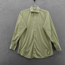 Peter Millar Mens Medium Long Sleeve Button Up Shirt Green Gingham Check