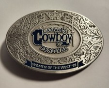 Canada's Cowboy Festival Belt Buckle 3 1/2''by 2 1/2'' Women Of The West '99