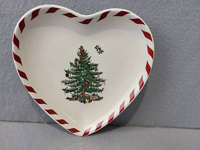 SPODE CHRISTMAS TREE PEPPERMINT Canape Plate Heart New