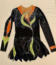 New Custom-Made Rhythmic Gymnastics LEOTARD Dress-Adult M-Navy Blue-Crystals