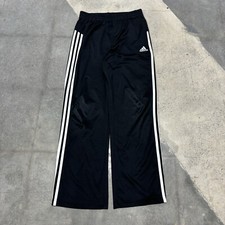 Adidas Track Pants Boy's Large Black 26x30 Striped Straight Leg 8" Leg Opening*