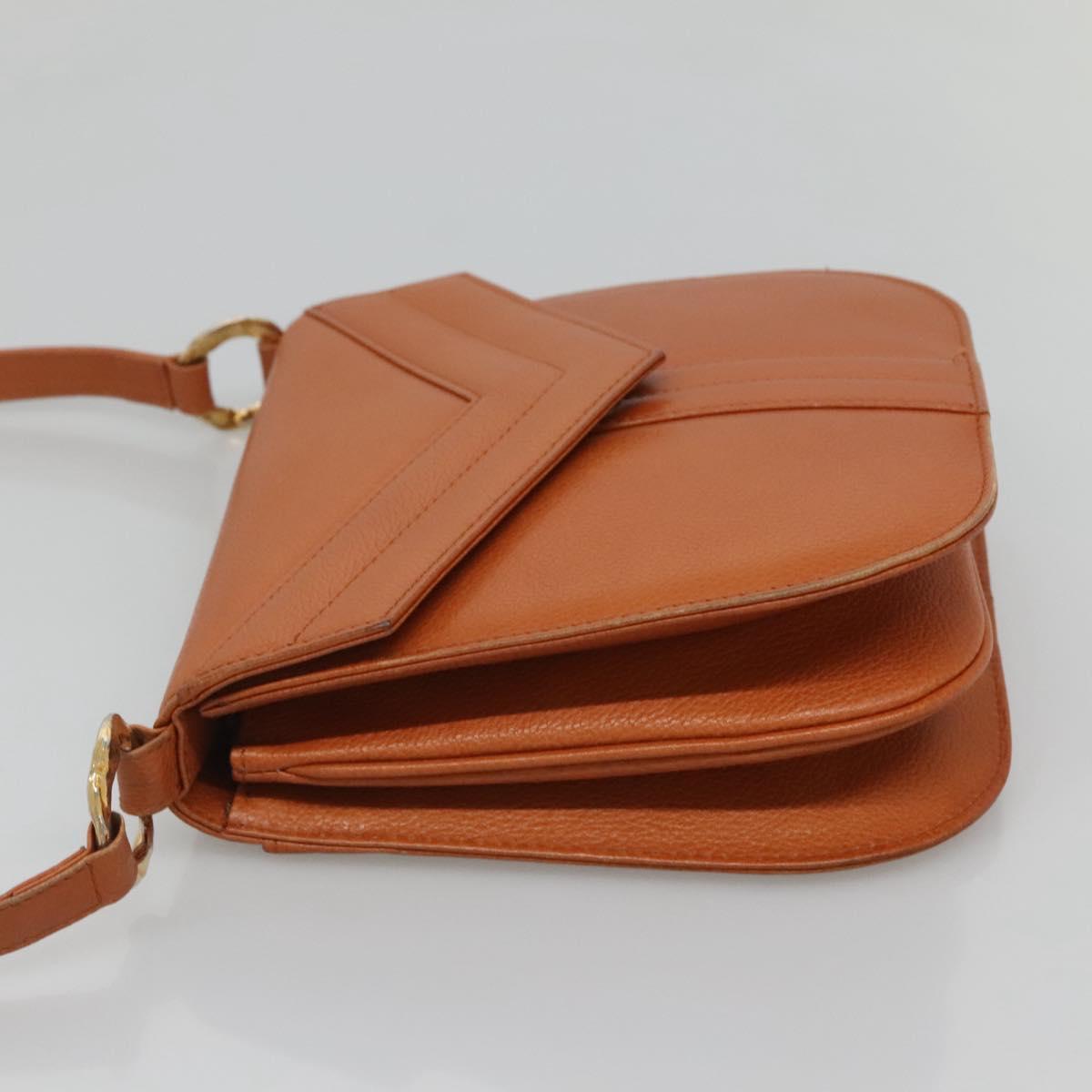 Borsa a tracolla SAINT LAURENT pelle marrone oro Auth 121976