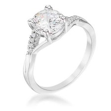 1.3Ct Silvertone Simple 7mm Round Cut Solitaire CZ Engagement Ring