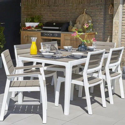 Tavolo allungabile resina cappuccino tavoli esterno giardino  162/241x100x76,5h